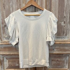 Anthropologie Sundays Cream Short Sleeve Top